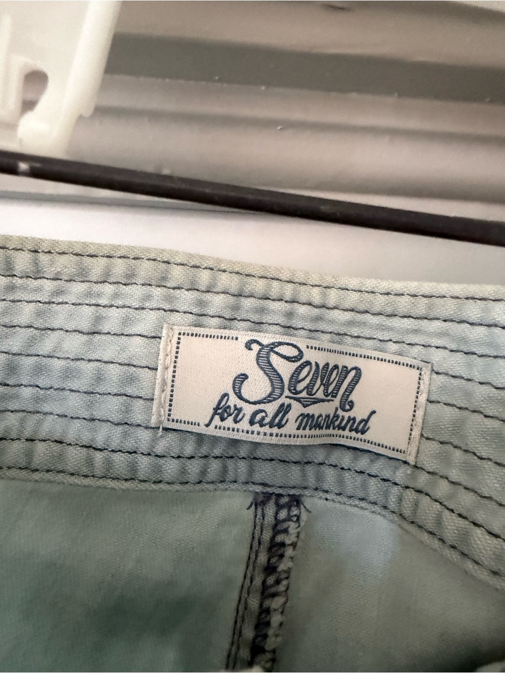 7 For All Mankind Light Blue Wide Leg Jeans with Gold Buttons - Picture 3 of 9